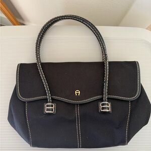 Etienne Aigner Black Shoulder Bag with Stitch Detail